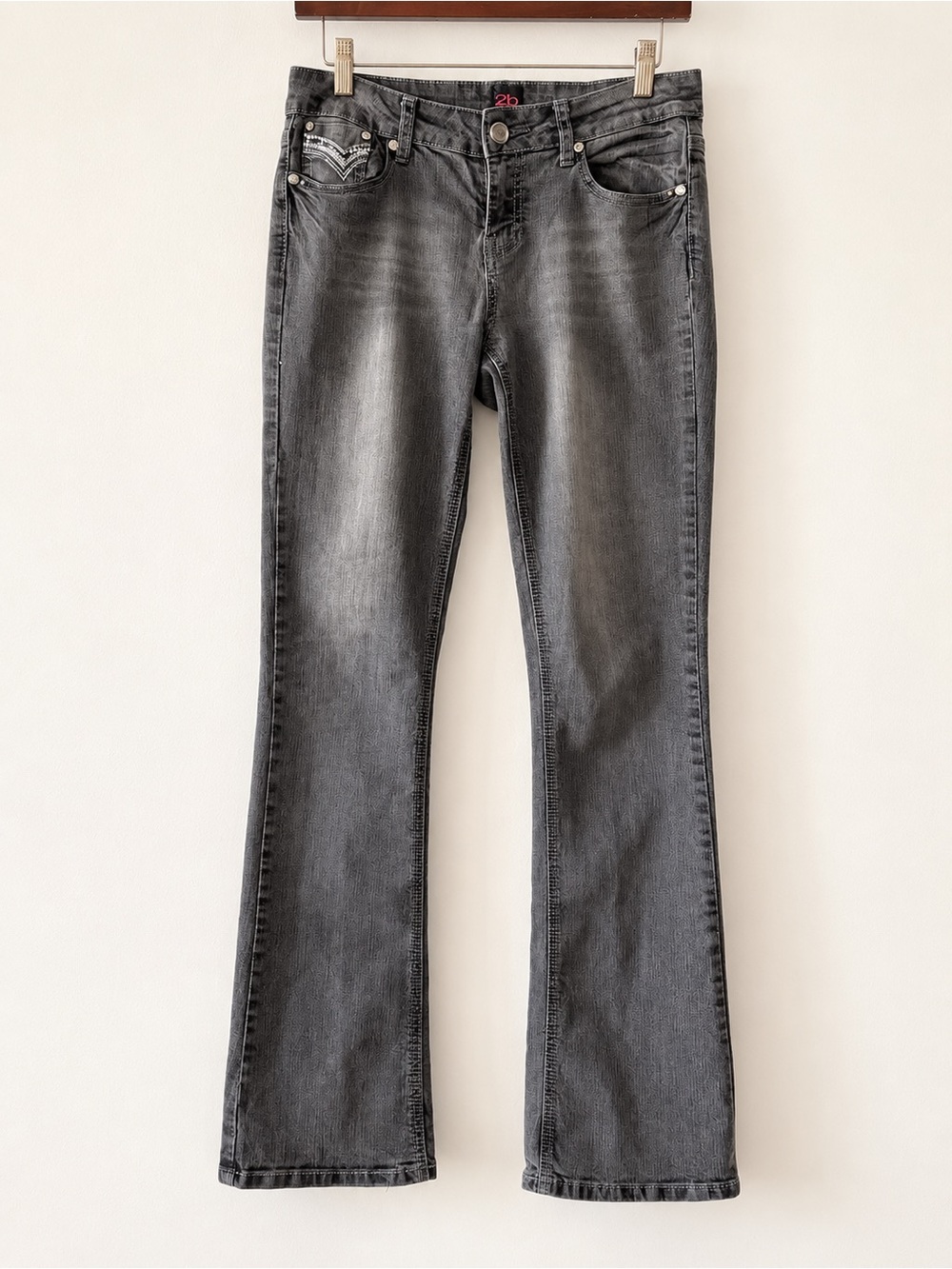 2b bebe Grey Rhinestone Bootcut Jeans Size 29 | Y2K Style